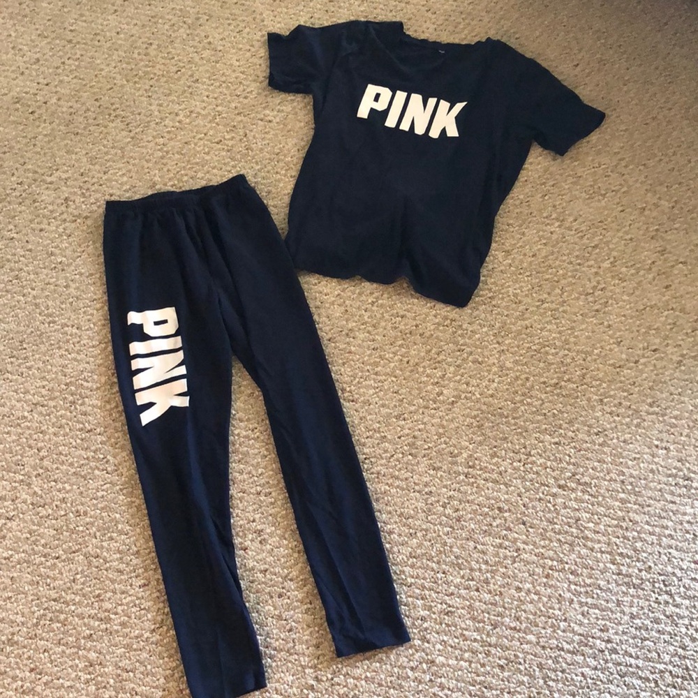 VS Pink Navy Blue 2 piece Size: Med/Large